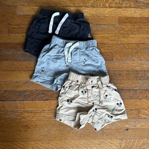 Gap Organic Cotton Shorts Set - Black, Gray Mickey, Tan Mickey